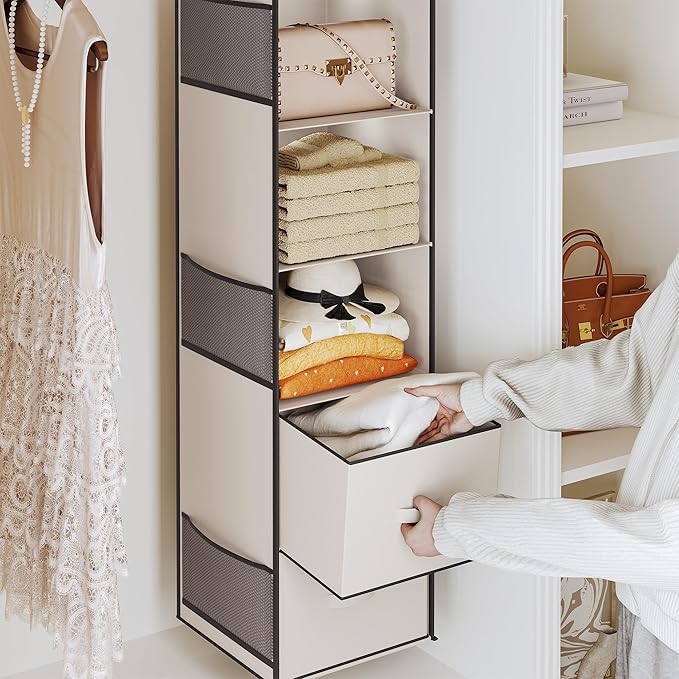 YOUDENOVA Hanging Closet Organizer, 5 Tier Hanging Closet Shelves - Image 5