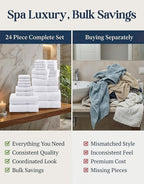 LANE LINEN 100% Cotton Bathroom Towel Set of 24 - Image 5