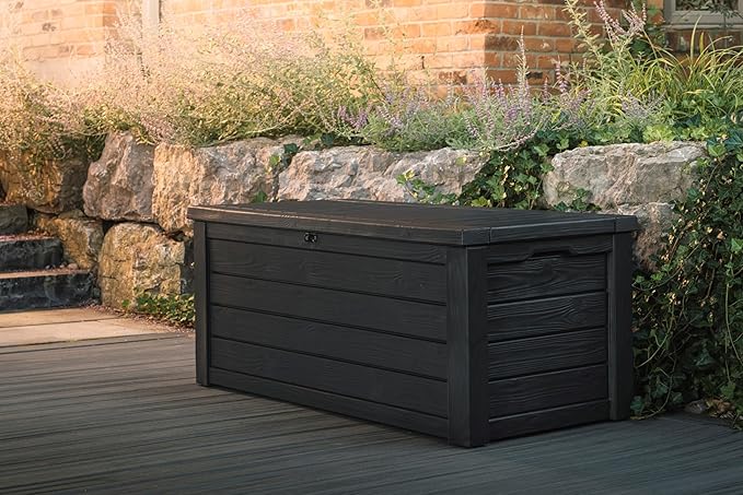 Keter Westwood 150 Gallon Resin Large Outdoor Storage Box for Patio Furniture, Outdoor Cushions, Garden Tools and Pool Floats, Dark Grey - Image 6