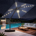 HOMSHADE 10 ft Square Cantilever Patio Umbrella with Base Included, Solar Lights Large Umbrella Outdoor Patio with 360°Rotation&Tilting, LED Lighted Offset Umbrellas w/Stand for Pool Deck by HOMSHADE
