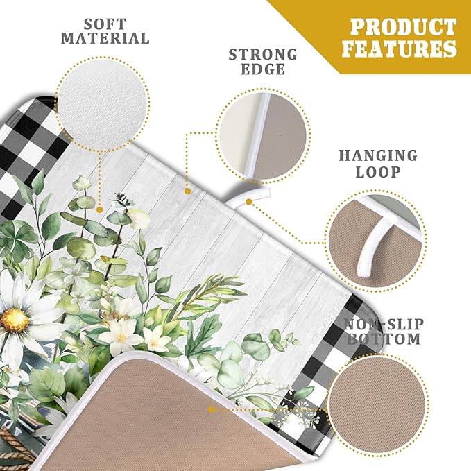 Spring White Daisy Flowers Dish Drying Mat - Image 4
