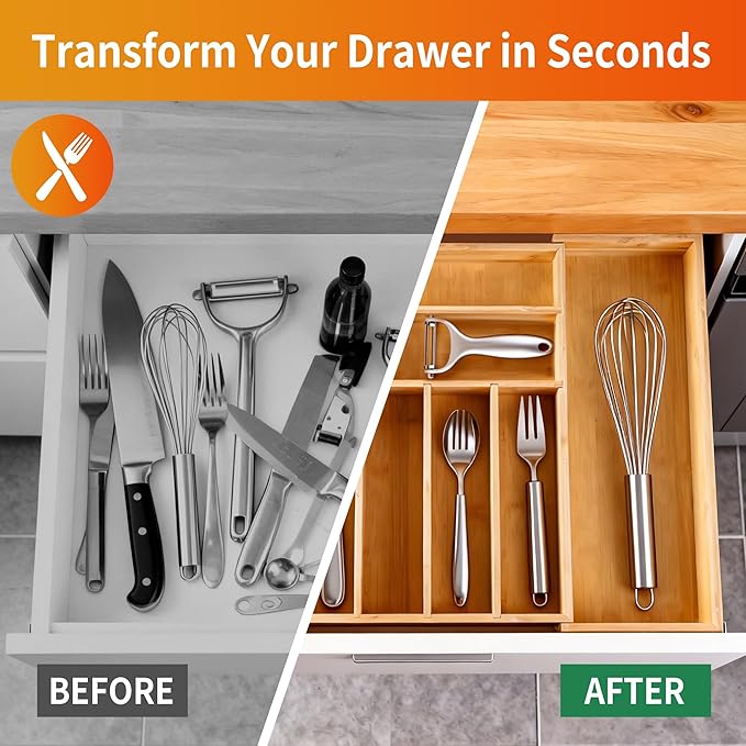 Bamboo Expandable Drawer Organizer - Image 5