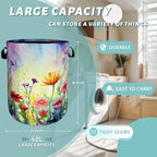 Watercolor Flowers Laundry Basket Wildflower Foldable Funny Laundry Hamper - Image 2