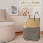 Large Woven Laundry Basket Hamper, 80L Cotton Rope Storage Bin - Image 3