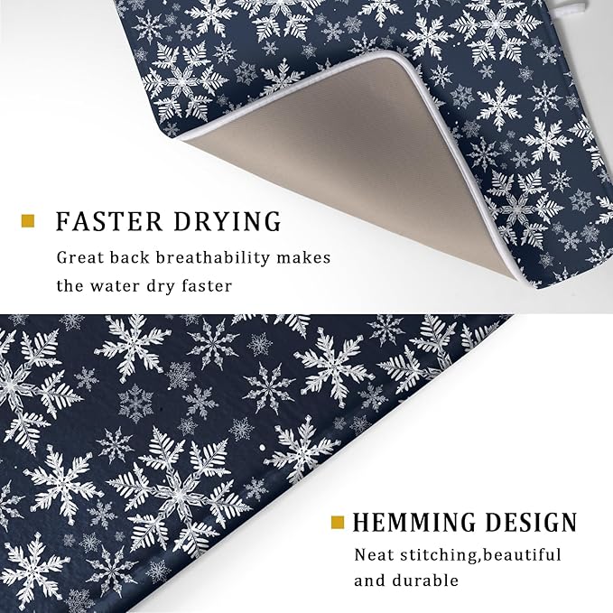 Christmas Dish Drying Mat for Kitchen Counter 24x18 Inch Xmas Snowflake Drying - Image 5