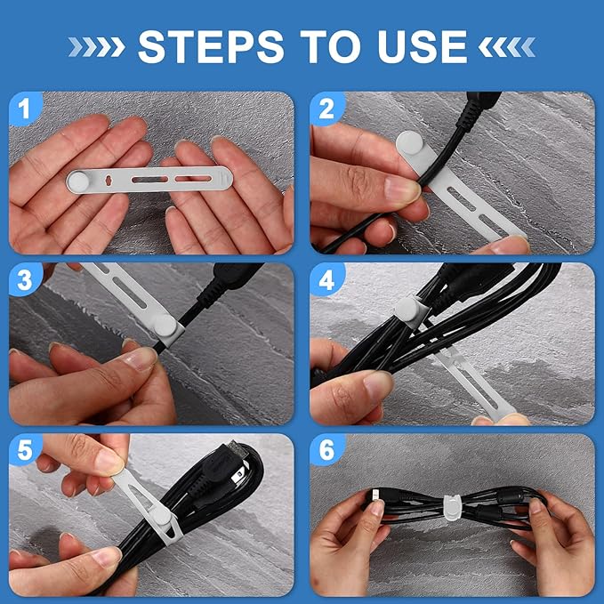 42 Pcs Silicone Cable Ties Reusable Cord Organizer Adjustable Data Cable Wraps - Image 4