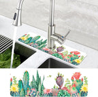 Watercolor Cactus Floral Sink Faucet Absorbing Mat Sink Splash Guard Faucet Mat - Image 4