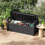 Patiowell 75 Gallon Plastic Storage Bench, Water-Resistant Deck Box for Patio Furniture, Garden Tools, Pool Storage and Outdoor Cushions, Black - Image 2