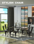 Nazhura Metal Dining Chair Farmhouse Tolix Style for Kitchen Dining Room Café Restaurant Bistro Patio, 18 Inch, Stackable, Waterproof Indoor/Outdoor (Sets of 4) (Black) - Image 2