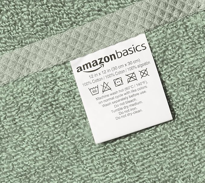 Amazon basics cotton washcloths, Lightweight quick-dry, seafoam green - Image 4