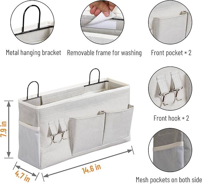 2pcs Large Wall Hanging Storage Bag, Door Closet Linen Fabric Pockets Organizer - Image 3