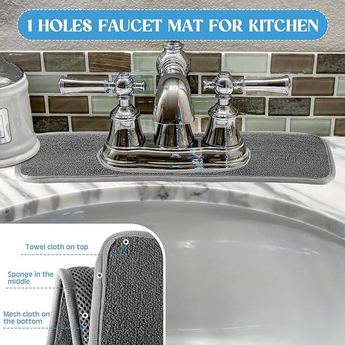 2 Pcs Faucet Mat for Kitchen Sink Splash Guard for Kitchen Sink Faucet Dish - Image 5