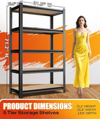 AOAORRG Set of 4 Garage Shelving Heavy Duty Storage Shelves, Metal Adjustable Shelving Unit, Utility Garage Organizer Shelf for Basement, Pantry, Kitchen, Warehouse, 31.5"W x 13.8"D x 71.2"H, Black - Image 3