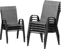 UDPATIO Patio Chairs Set of 8, Stackable Outdoor Dining Chairs with High Back, Breathable Textilene Fabric Outdoor Chair All Weather, 350LBS Capacity for Garden, Backyard (Dark Grey) by UDPATIO