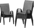 UDPATIO Patio Chairs Set of 8, Stackable Outdoor Dining Chairs with High Back, Breathable Textilene Fabric Outdoor Chair All Weather, 350LBS Capacity for Garden, Backyard (Dark Grey) by UDPATIO