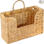Set of 2 Magazine Holder Wall Basket Water Hyacinth Woven Mail Organizer by PINXIURY