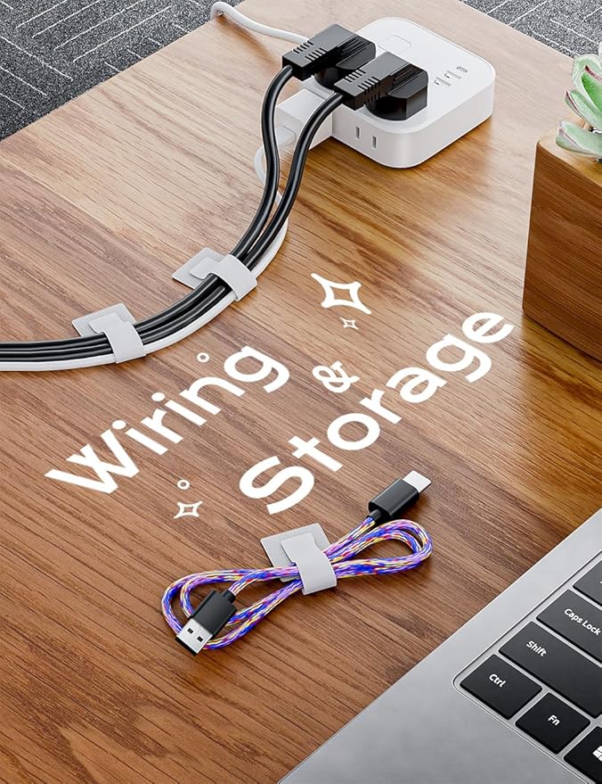 Adhesive Wire Management, Adjustable Cable Straps, Sticky-Back Cord Organizer - Image 8