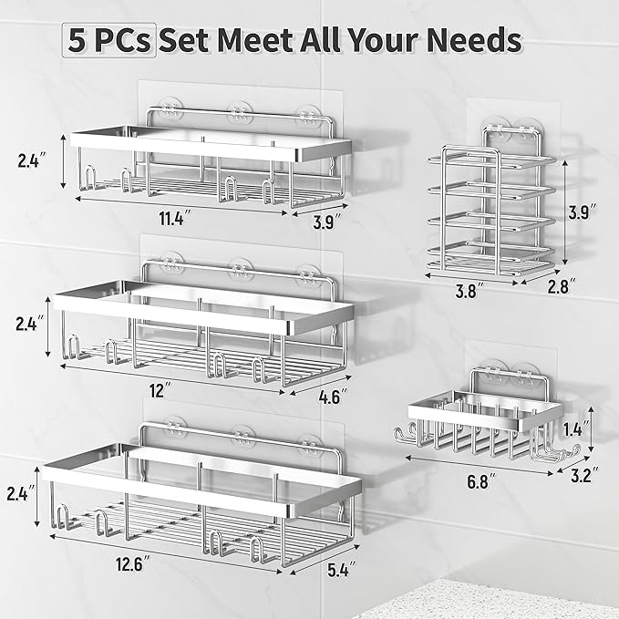 5 Pack Shower Caddy Organizer Rack Shelf - Image 2