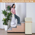 Laundry Basket with Wheels, 75L Beige Clothes Hamper - Image 3