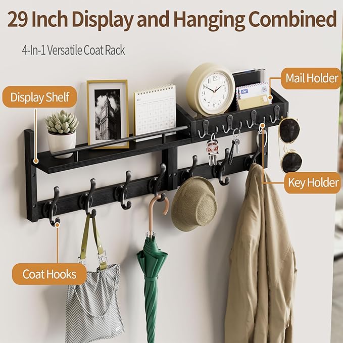 29 inch Coat Rack Wall Mount - Image 2
