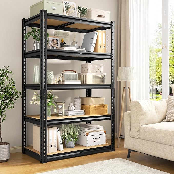 REIBII Storage Shelves 2020LBS Garage Shelving Heavy Duty Metal Shelving 5 Tier Metal Shelf for Garage Pantry Closet Kitchen Basement 28" W x 12" D x 59.8" H, 4 Pack - Image 5