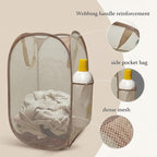 The upgraded pop-up laundry basket features a breathable side pocket mesh design - Image 3
