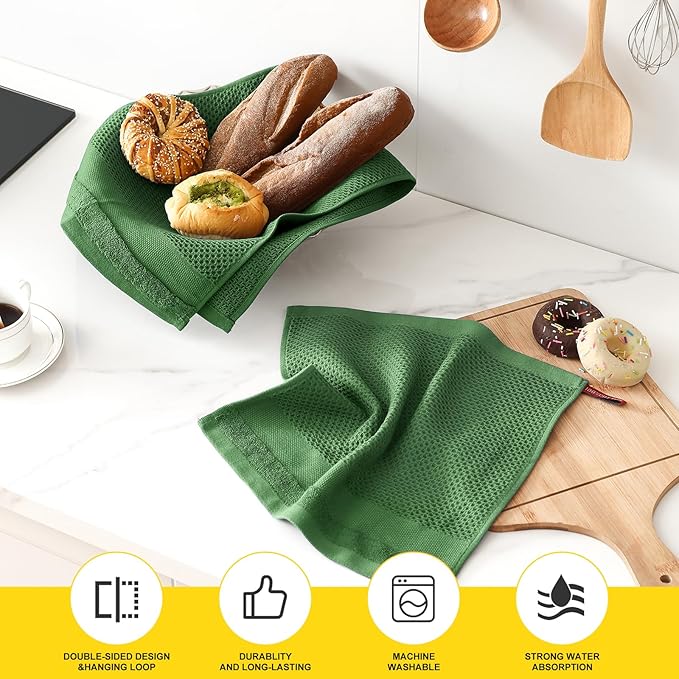 Homaxy Kitchen Towels and Dishcloths Set, 12 x 12 and 13 x 28 Inches, Super - Image 4