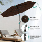 AreShark 9 FT Patio Umbrella for Outdoor, Outdoor Table Umbrella with Push Button Tilt and Crank, Outdoor Patio Umbrellas with 8 Sturdy Ribs for Market, Garden, Pool (Brown) - Image 5