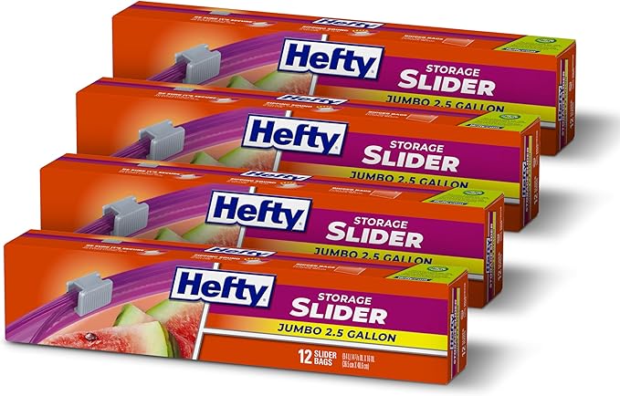 Hefty Slider Jumbo Storage Bags, 2.5 Gallon Size by Hefty