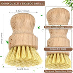 12 Pcs Bamboo Dish Brush, Wooden Scrubber Sisal Bristle Kitchen Wood Brushes - Image 7