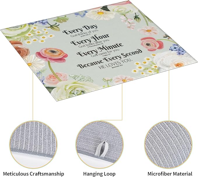 Vintage Country Watercolor Wildflowers Dish Drying Mat - Image 4