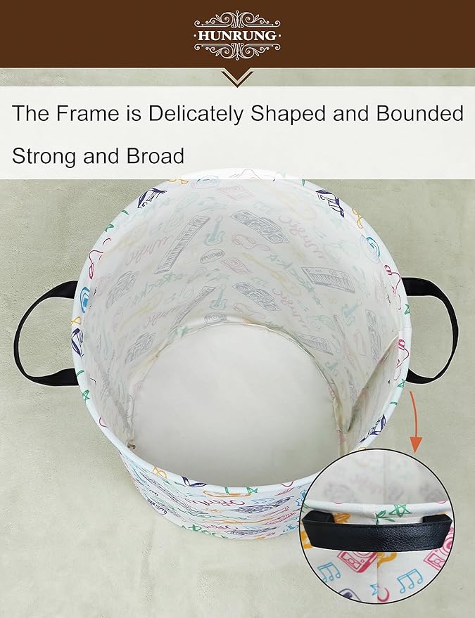 HUNRUNG Laundry Hamper, Large Canvas Fabric Lightweight Storage Basket Toy - Image 5