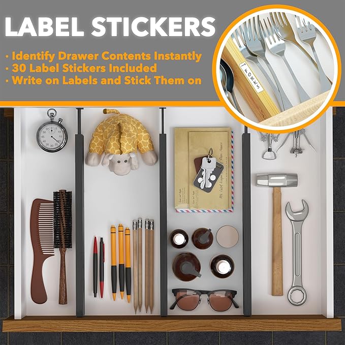 SpaceAid 4 Pack Bamboo Drawer Dividers - Image 4