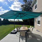 PURPLE LEAF 11 Feet Patio Cantilever Umbrella with Base Outdoor Umbrella Round Aluminum Offset with 360-degree Rotation for Garden Deck Pool Patio, Turquoise Blue by PURPLELEAF