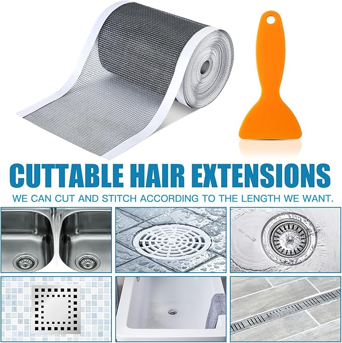 1 Pack 4 Inch x 33 ft Linear Shower Drain Hair Catcher Screen Disposable - Image 3