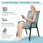 Outdoor Stackable Chairs Set of 8, Stacking Patio Chairs with Textilene Fabric, Outside Furniture for Garden Backyard Balconie Poolside Deck, Grey - Image 3