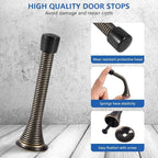 12 Pack Spring Door Stops 3 1/4 Inch Flexible Heavy Duty Spring Door Stopper - Image 3