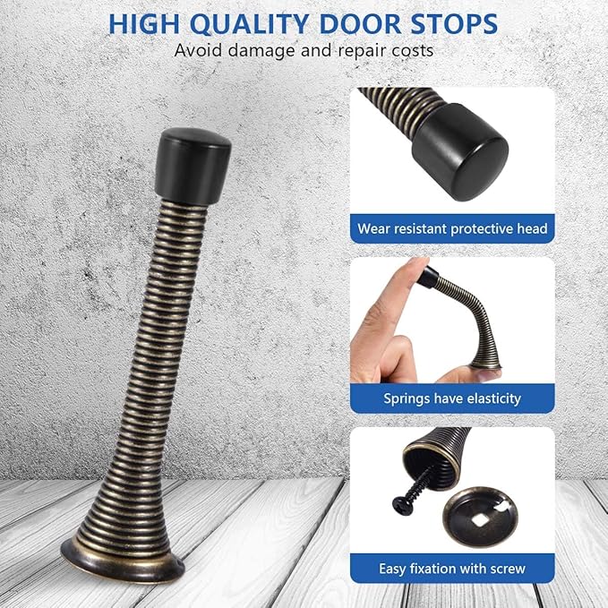 24 Pack Spring Door Stops 3 1/4 Inch Flexible Heavy Duty Spring Door Stopper - Image 3