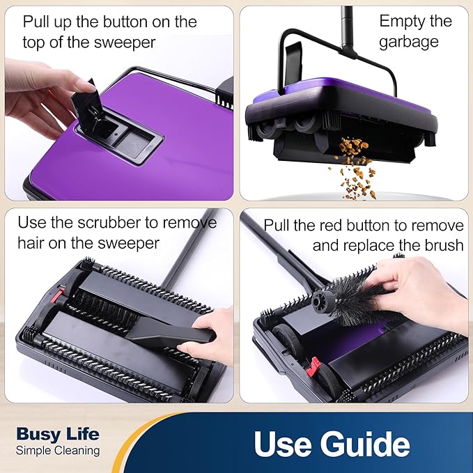 Yocada Carpet Sweeper Cleaner Manual Household Sweeper - Image 3