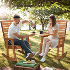 VINGLI Wooden Rocking Chair with High Backrest, Solid Fir Wood, Heavy Duty 600 LBS Patio Rockers for Indoor and Outdoor, Garden, Yard, Patio - Image 7