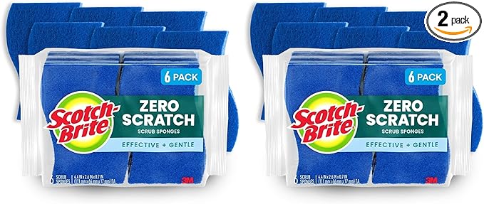 Scotch-Brite Zero Scratch Scrub Sponges, 6 Kitchen Sponges by Scotch-Brite