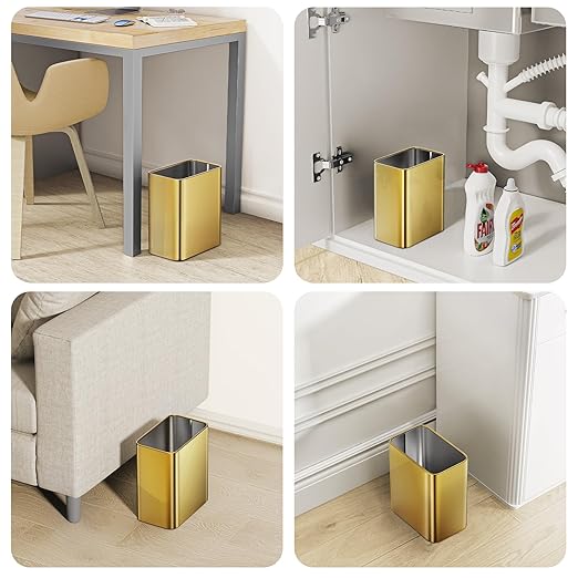 Cesun Small Bathroom Trash Can 2.1 Gallon Wastebasket, Modern Metal Garbage Can - Image 7