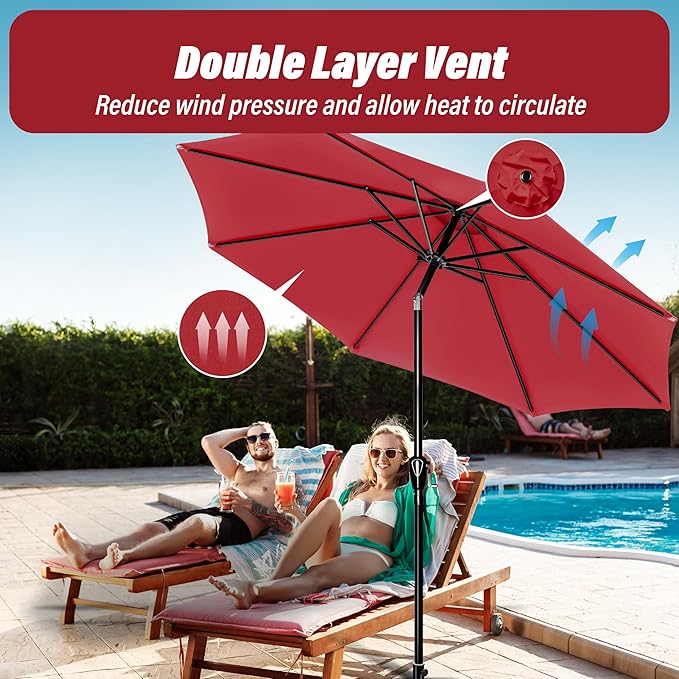 Simple Deluxe 9' Patio Umbrella Outdoor Table Market Yard Umbrella with Push Button Tilt/Crank - Image 5