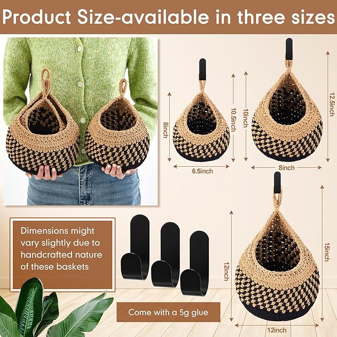 Honeydak Boho Decor Hanging Wall Baskets - Image 2