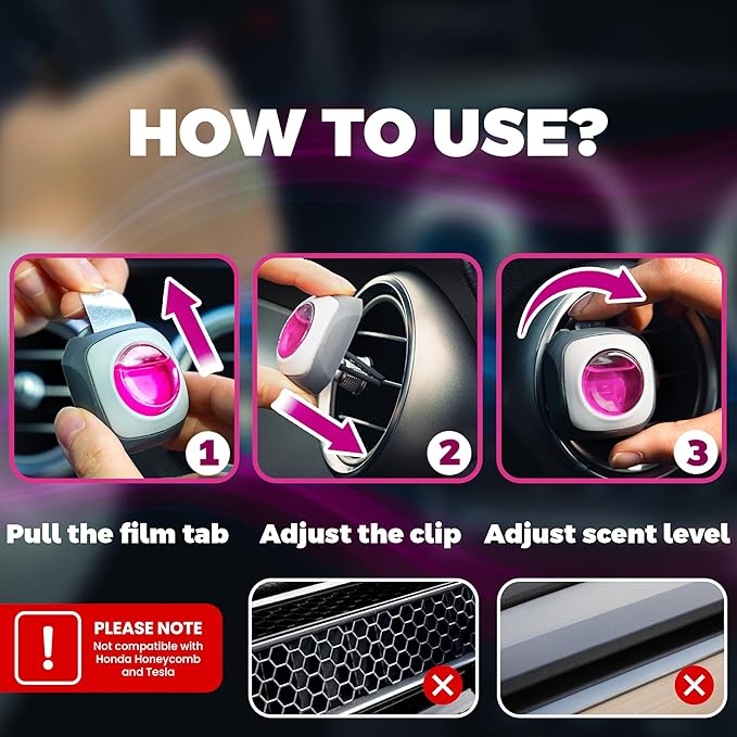 Air Jungles Flora Bliss Scent Car Air Freshener Clip, 6 Vent Clips, 4ml Each - Image 3
