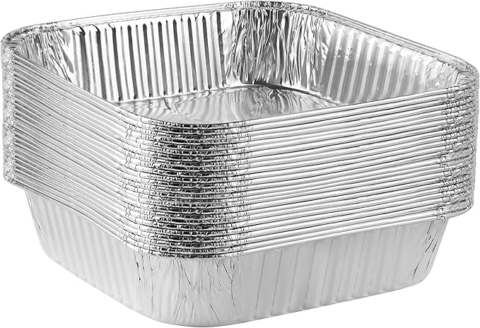 PLASTICPRO Disposable 8'' X 8'' X 2'' Inch Square Aluminum Tin Foil Baking Pans by PLASTICPRO