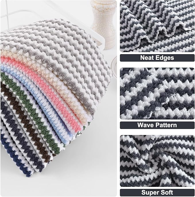 Homaxy Kitchen Towels, Ultra Soft and Absorbent Dish Towels, Reusable Fast - Image 2