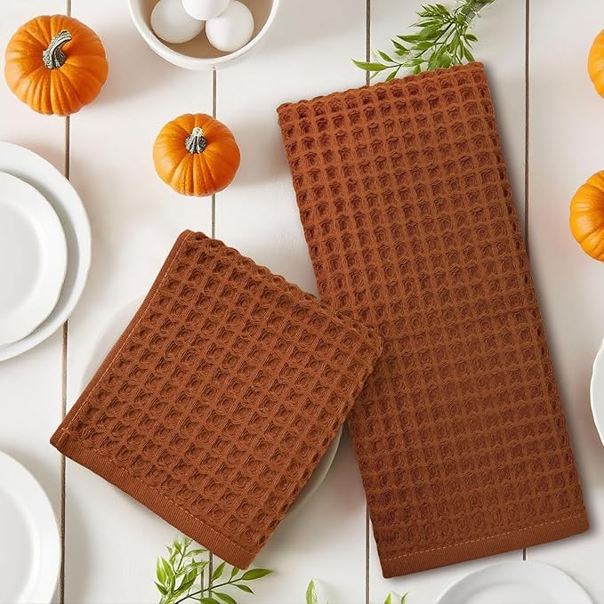 Jacquotha Waffle Hand Towels for Bathroom Kitchen Decor 2-Piece – Cotton Quick - Image 2