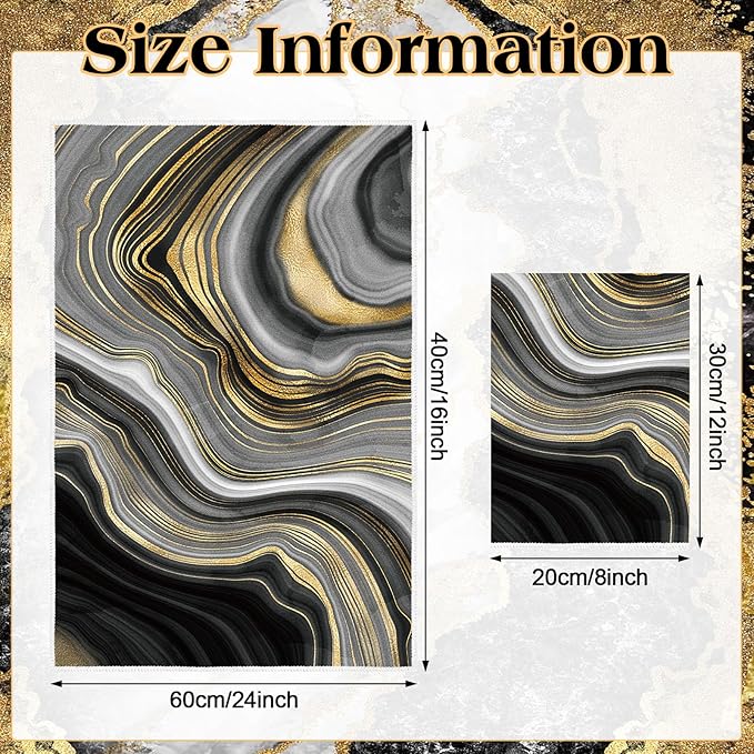 Boyiee Set of 6 Marble Kitchen Towels Gold Black Marble Tea Dish Towels 24 x 16 - Image 4