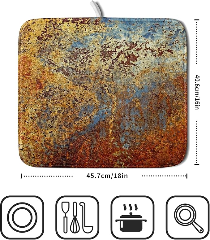 Brown Rust Colorful Metal Rusty Steel Iron Dish Drying Pad 16 x 18 Inch - Image 2